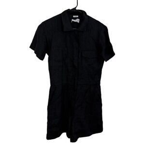 Rivet Utility Dreamer Romper Womens XS Black Short Sleeve Shorts Zip Snap